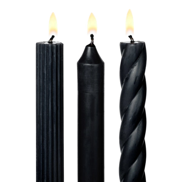 Black Candle Tapers 3-Pack, unscented