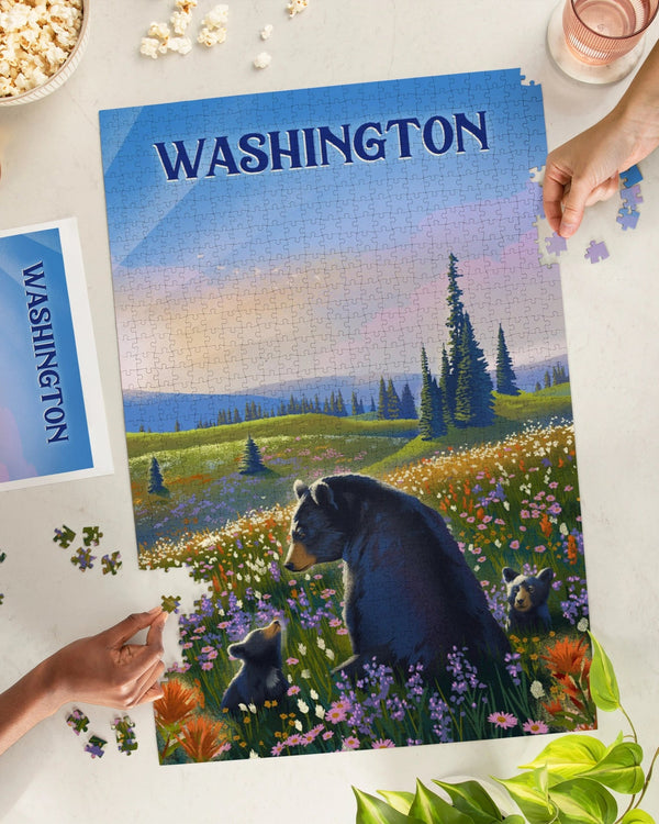 Washington | Bear in Wildflowers 1,000 Piece Puzzle