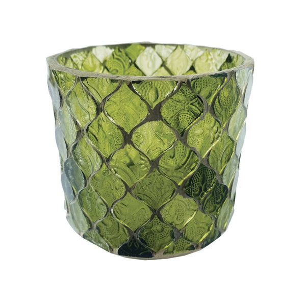 Green Recycled Glass Mosaic Votive