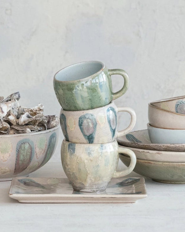 12 oz. Hand-Painted Stoneware Mug, 3 Styles (Each One Will Vary)