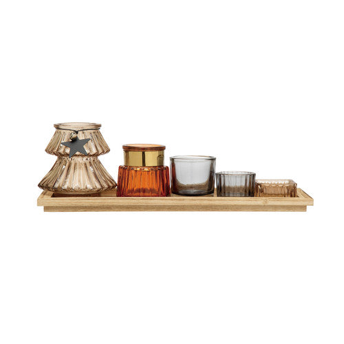 Festive 6 Piece Votive Set With Tray