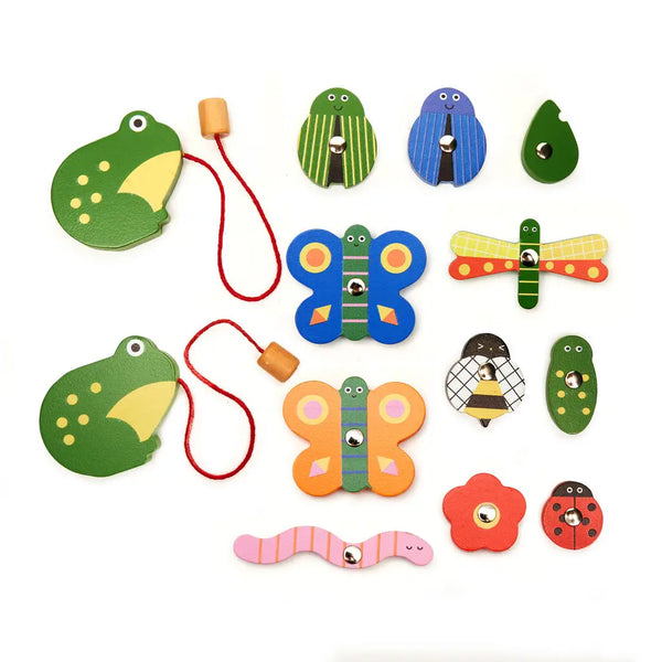 Wooden Magnetic Frog Fishing Game