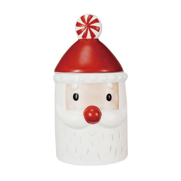 Hand-Painted Ceramic Santa Shaped Cookie Jar w/ Lid